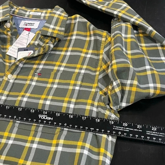 NWT Tommy Hilfiger Mens Miss Green Plaid Check Button Down Flannel Slim Small - Picture 12 of 14